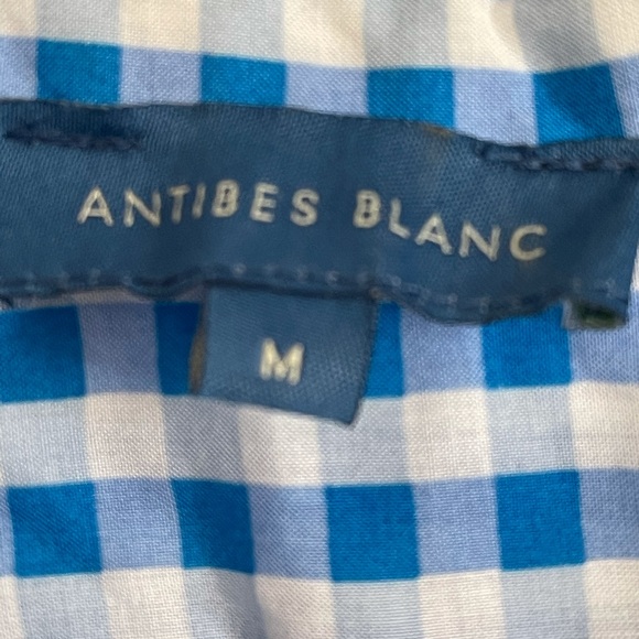 Antibes blanc Blue checkered sleeveless shirt, M - Picture 4 of 4